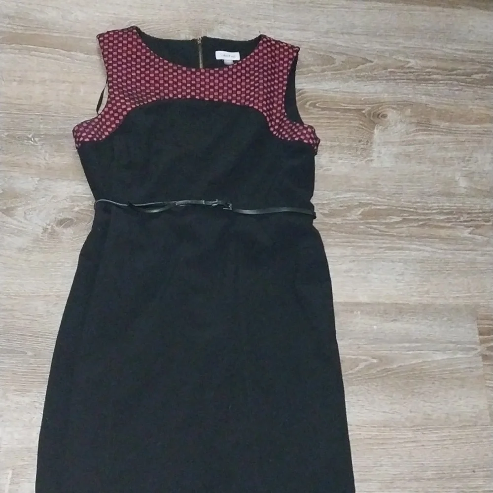 Calvin Klein black and bubblegum pink pencil dress size 14 - Picture 2 of 5